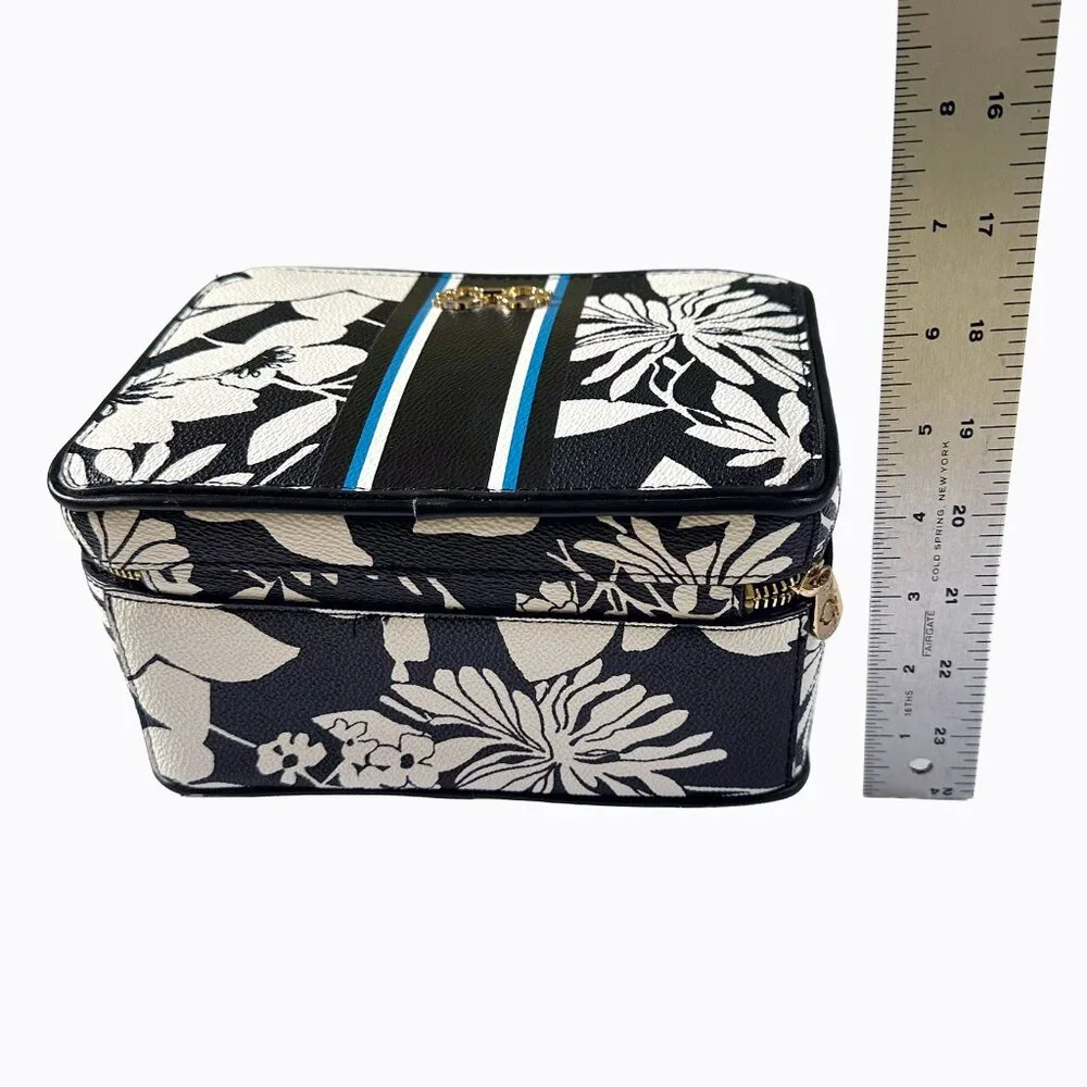 Travel Jewelry Makeup Organizer Case BxW Floral Abstract Contrast Resort Durable